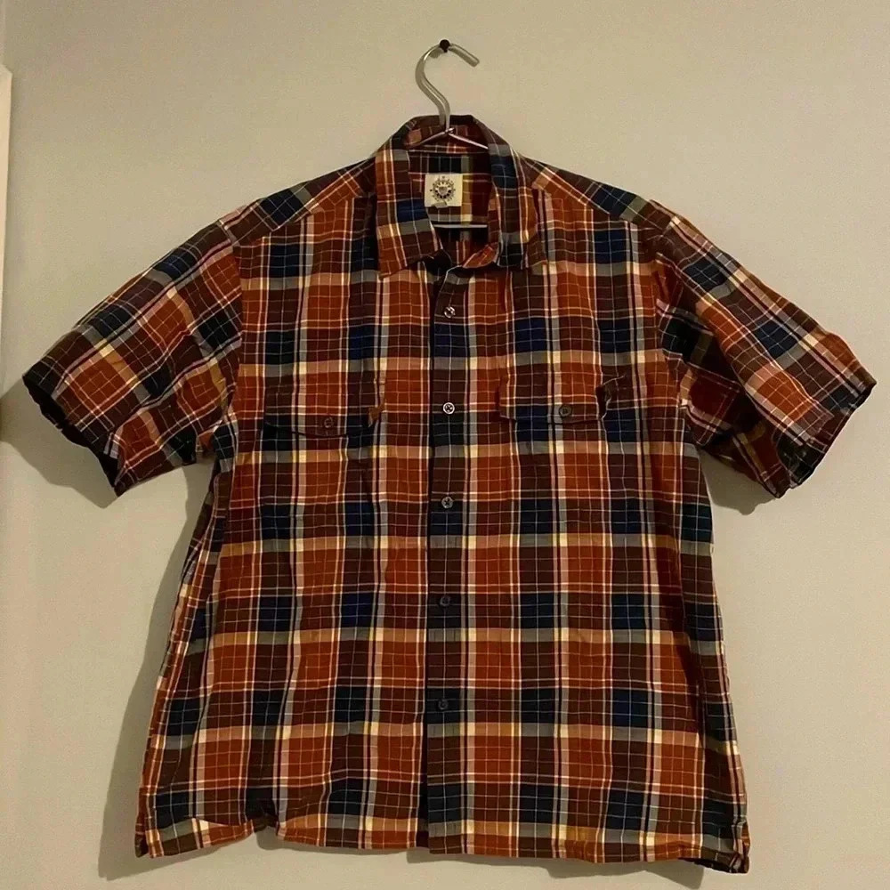 Vintage North Sails amazing  Men’s Large cotton plaid shirt.